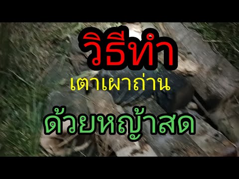 วิธีทำเตาเผาถ่านด้วยหญ้าสด (เผาไม่สด) ตัดมาวันเดียวเผาเลย   EP.81