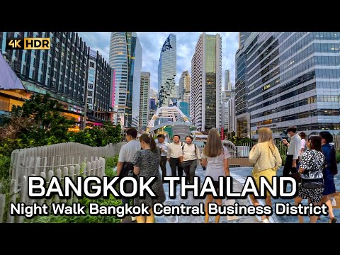 🇹🇭 4K HDR | Friday Night Walk 2023 | Bangkok Central Business District Thailand