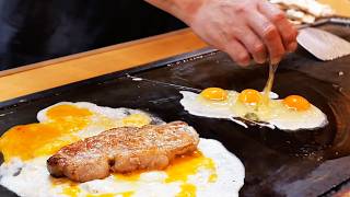 Japanese Food - The BEST PORK CHOP OMELETTE in Osaka! Okonomiyaki Dontaku Japan