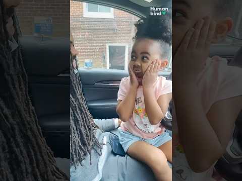 Girl shakes dad in delight after learning she’s getting twin siblings | Humankind #shorts #siblings