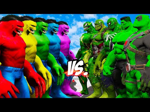 TEAM HULK 2099 COLOR VS TEAM GREEN HULK ( FLASH VENOM, SPIDER HULK, DEADPOOL HULK, CAPTAIN HULK)