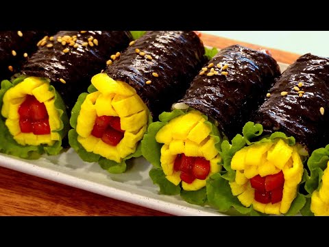 Blooming gimbap! Seasoned spam wrapped in egg recipe! Try making gimbap this way!