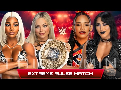 WWE 2K24 • Tag Team Extreme Rules Match - Jade Cargill Liv Morgan VS Bianca Belair Rhea Ripley | WWE