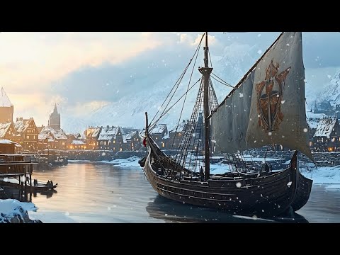 Medieval Fishing Village Covered in Snow | Relaxing Celtic Music, Relieves Stress and Fatigue