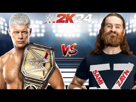 WWE 2K24 SAMI ZAYN VS. CODY RHODES HELL IN A CELL MATCH FOR THE WWE CHAMPIONSHIP BELT!