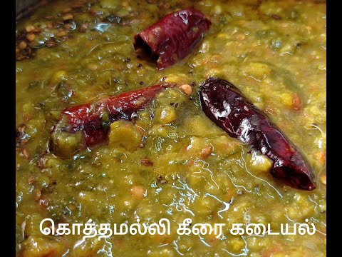 கீரை கடையல் | கொத்தமல்லி கீரை பருப்பு கடையல் | coriander spinach | shanthi's jk arusuvai samaiyal