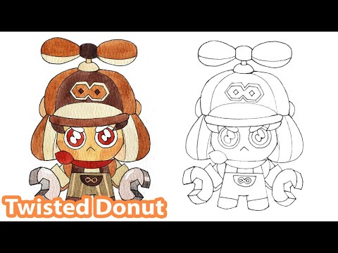 How to draw Twisted Donut Cookie from Cookie Run Ovenbreak