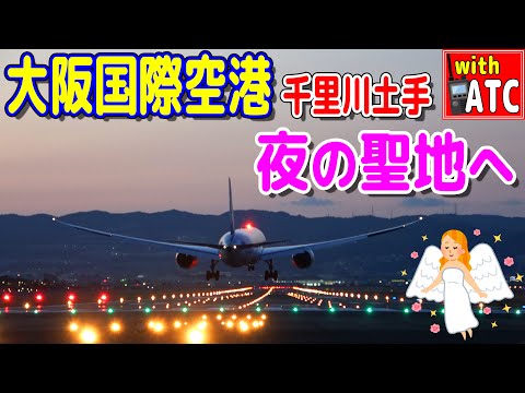 これが夜の聖地だ!! 千里川土手。大阪国際空港(伊丹) RWY32L