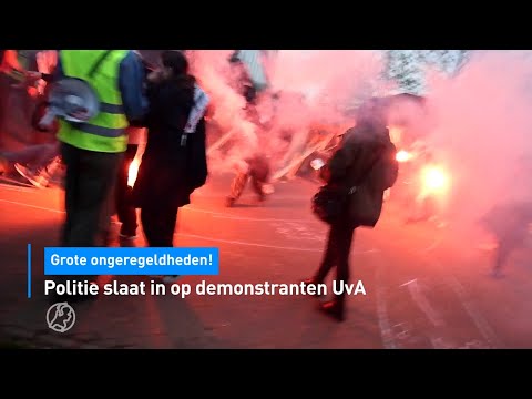 🚨Het gaat goed MIS! Politie slaat in op demonstranten UvA | Hart van Nederland