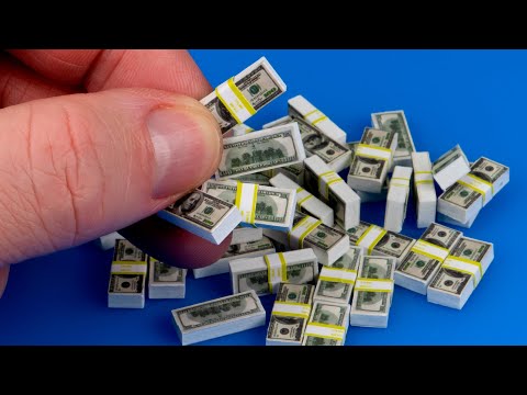 DIY Miniature Garden Carts wih wads of dollars | DollHouse | No Polymer Clay!