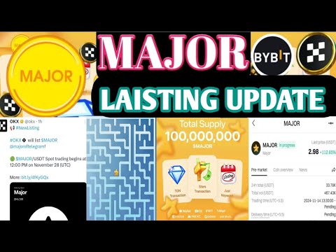 Major Airdrop Listing Date | Major New Task Game | Major Total Supply And Coin Price Full Video