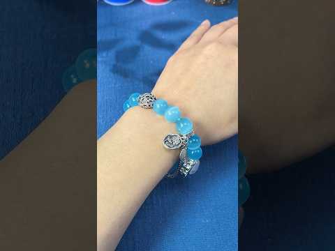 Make aquamarine bracelets.#diy #handmade #crystal #beads #handmadejewelry #crystaljewelry