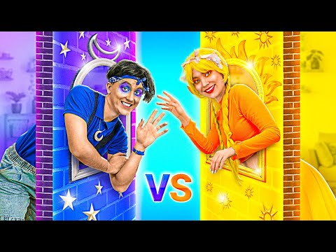 Night Boy vs Day Girl | Good Roommate and Bad Roommate! One Colored House Challenge