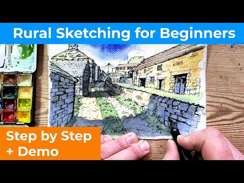 Loose ink and Watercolor Sketching for Beginners - An English Farmyard