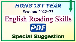 Hons 1st Year || English Reading Skills || Final Suggestion || Special Suggestion || PDF ||