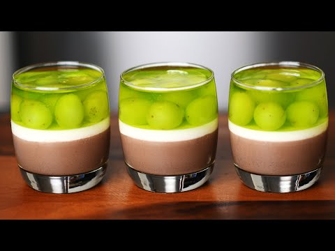 Delicious panna cotta with grape and cocoa