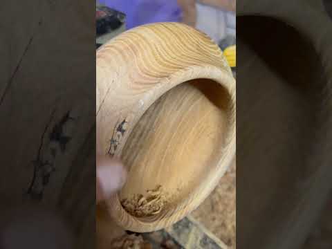 Mystery Wood Bowl takes a change in shape. Wood Turning in progress. #Shorts