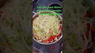 Easy Cabbage Recipe: Cabbage + Peppers + Onions + Mom’s Complete Seasoning. Steam. Yum #vegancooking