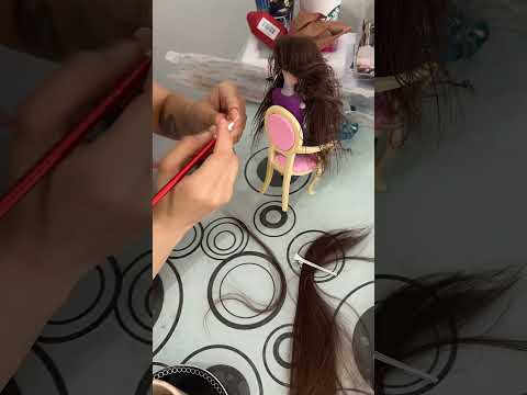 Rerooting hair #barbie #customdoll