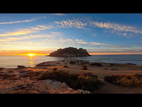 Tourism in Spain. Timelapse of sunrise Mediterranean. natural park, marine reserve of poseidoneas.