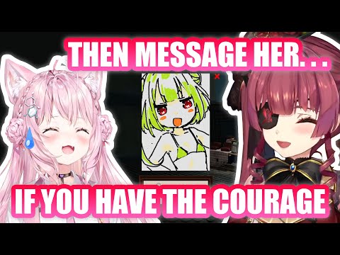 Marine Challenges Koyori to Message Rushia about her Pettan Illustration 【Hololive Eng Sub】