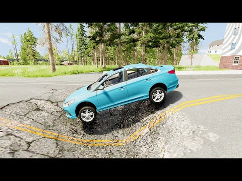 Mobil vs Potholes #19 - BeamNG Drive