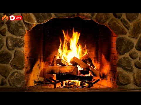 A Beautiful Fireplace Burning • Live 24/7🔥Relaxing Fireplace and Crackling Sounds ( No music)