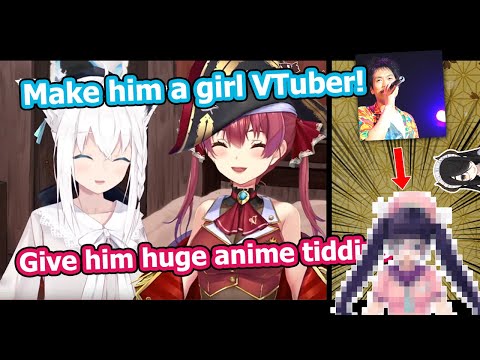 Fubuki and Marine turn a dude into a girl VTuber (ft. beatMARIO & Ito Life) [hololive] [ENG sub]