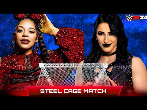 WWE 2K24 • Steel Cage Match - Bianca Belair VS Rhea Ripley | WWE