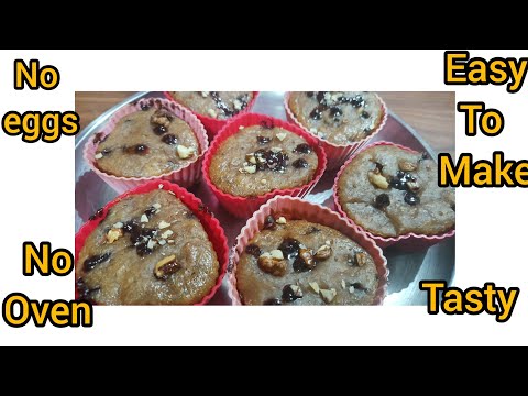 no oven|| no eggs|| easy to make tasty banana walnuts chocochips muffins