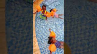 My 2 years old first time in a swimming pool  / Baby's first time swimming / children's playground