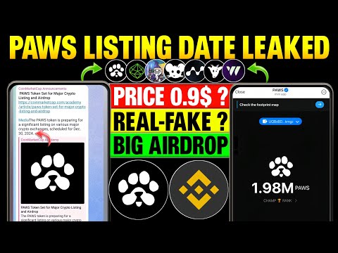 Paws Listing Date Leaked | Paws Coin Price Prediction | All AirDrops Listing Dates