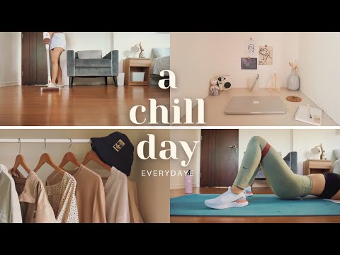 a chill day in my life ☁️ cleaning, desk tour, workout