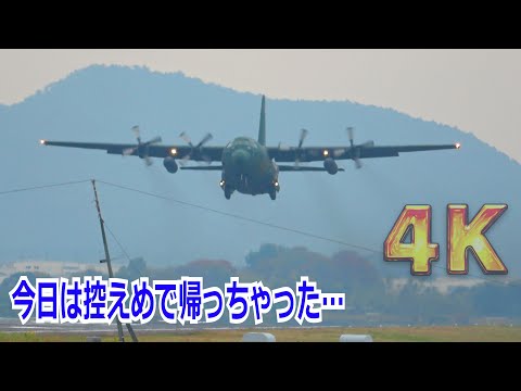 【4K】あれっ？サクッと飛んで帰っちゃった…C-130Hがいつもより控えめにタッチアンドゴー訓練【岐阜基地】