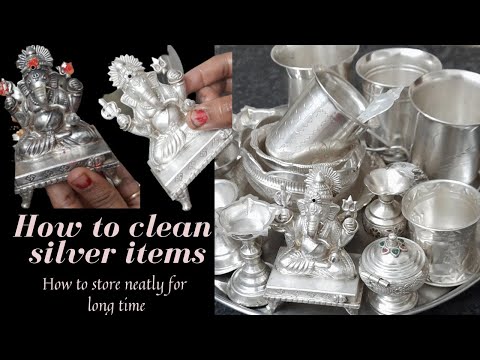 How to clean silver items || how to clean silver at home in telugu || how to clean silver god idols