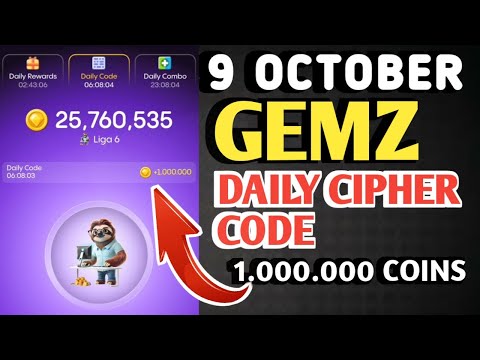 GEMZ DAILY CIPHER CODE TODAY 9 OCTOBER 2024 | GEMZ DAILY CODE TODAY | GEMZ COIN DAILY CODE