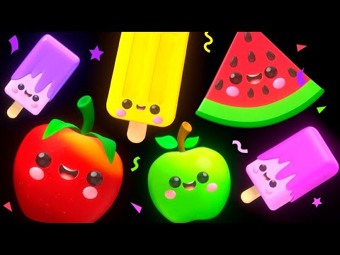 BABY FRUIT DANCING with Ice Cream 🍎🍊🍋‍🍏🍇 Sensory Video 🍨😍🍭😋