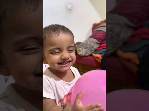 Cute baby aarohi playing with balloon