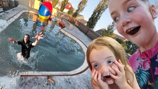 we made a SKATE PARK SWiMMiNG POOL!!  backyard water surprise & slip n slide with Adley Niko & Navey