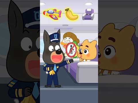 Kids Learn Airplane Safety Rules with Police Officer #shorts