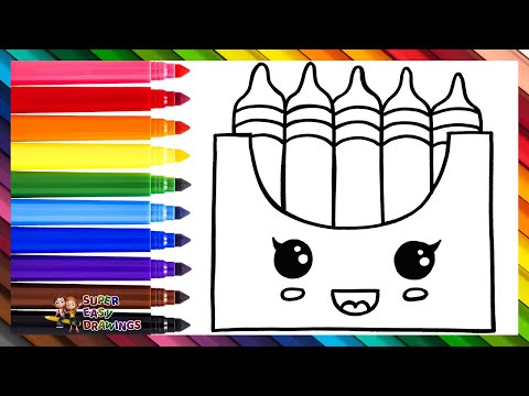 Draw and Color a Cute Box of Crayons ✏️🔴🟠🟡🟢🔵🟣🌈 Drawings for Kids