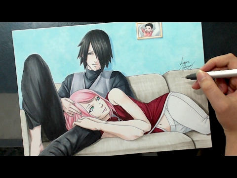 Speed Drawing - Sasuke and Sakura (Naruto) "Valentine's Week"