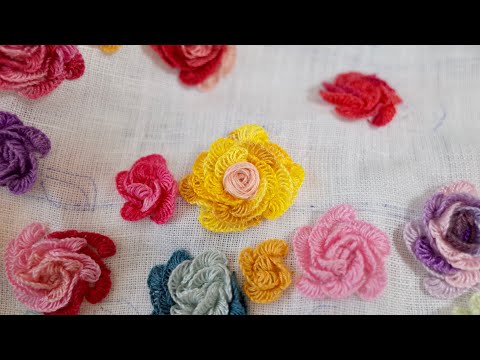 [Embroidery] how to yellow three-dimensional rose embroidery.