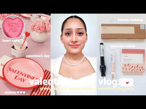 Valentine's Day Vlog💌: grwm, yesstyle, korean makeup, valentine's day party