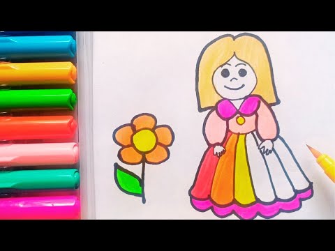 Drawing and Painting Flower Girl for Kids & Toddlers | Simple Drawing, Coloring #drawing