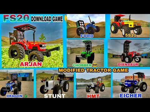 Fs20 indian tractor mod download link || indian tractor game || all modified tractor game || Tractor