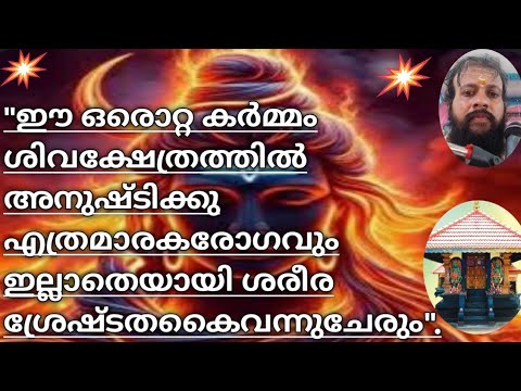 ഈ ഒരൊറ്റ അനുഷ്ടാനത്താൽ മാരകരോഗങ്ങളിൽ മോചനം ഉളവാകും.