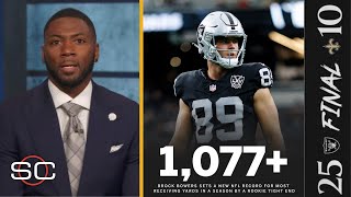 ESPN reacts to Brock Bowers sets NFL rookie records as Raiders roll to a 25-10 victory over Saints