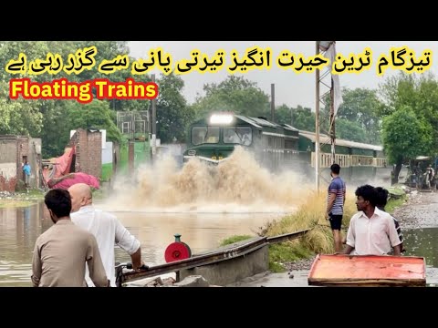 Train in Water || Tezgam 8 DN & Green Line Express Trains Heavy Raining Floating Water Passing