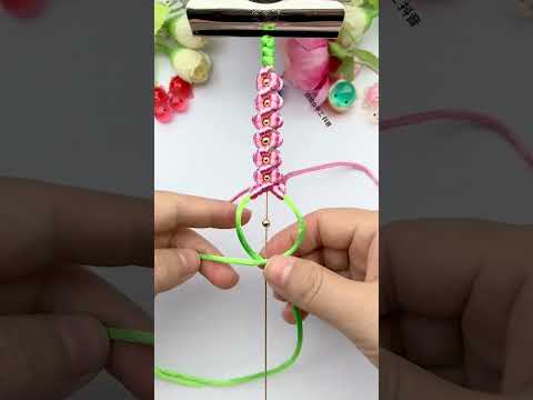 Peach blossoms in bloom, rope braiding skills sharing, handmade DIY rope knots, simple braided b